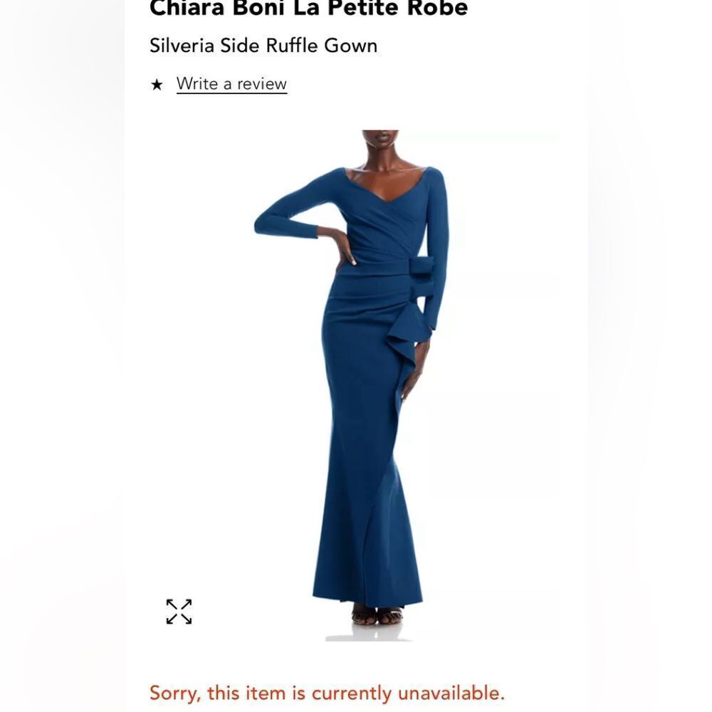 Chiara Boni La Petite Robe Silveria Side Ruffle Gown size 46
